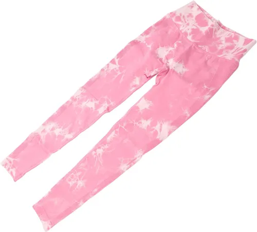 Vista 2 de Betued Women Yoga Leggings Tie Dye High Waisted Quick Drying Seamless Tight Pink Sports Running Leggings, Womens Sports Legg