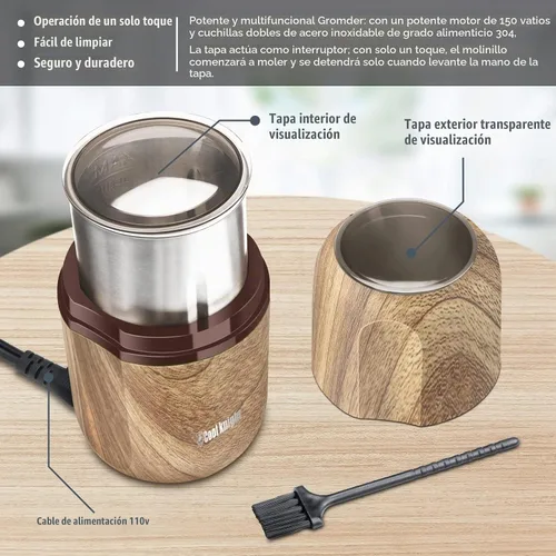 Vista 7 de COOL KNIGHT Molinillo de hierbas [gran capacidad/rápido/eléctrico] - Molinillo de café de hierbas para especias con colector de polen/- 7.5