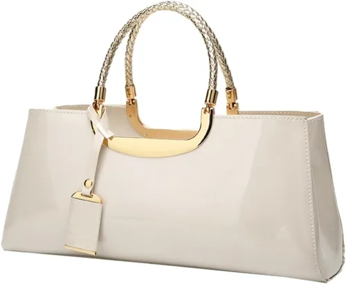 Vista 11 de Bolso de mano de cuero vegano brillante para mujer, bolso de hombro grande para mujer, bolso de mano de noche, bolso de mano para fiesta