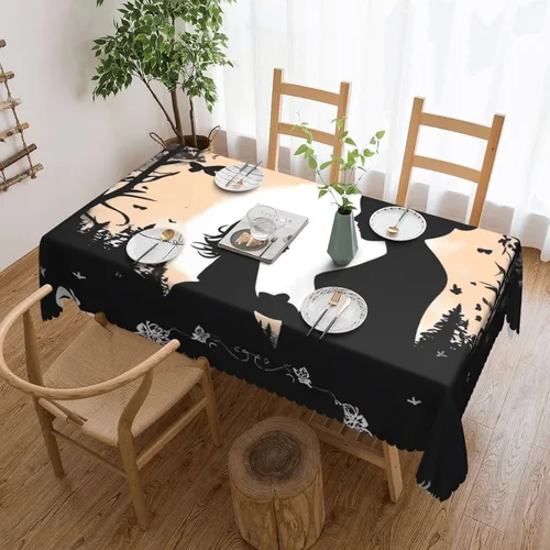 Vista 12 de KHiry Manteles rectangulares de 54 x 72 pulgadas, diseño de algunas olas e hibisco, impermeable, resistente, mantel decorativo, sin arrugas