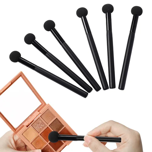Vista 8 de 6 piezas de esponja de base para polvo, esponja de maquillaje con mango, esponjas de maquillaje de hongos, esponja correctora, cepillo de Negro