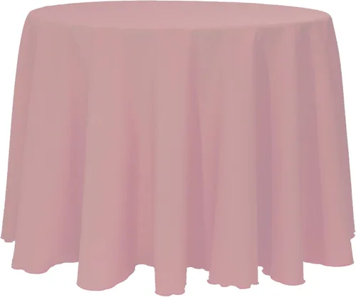 Vista 43 de ULTIMATE TEXTILE Mantel redondo de lino de poliéster de 120 pulgadas, color rosa neón