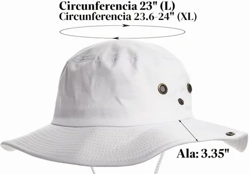 Vista 5 de Sombreros para el sol para hombre con protección UV, ala ancha, sombrero de safari de pesca Blanco