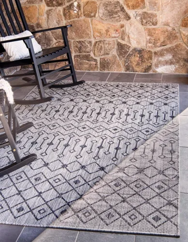 Vista 16 de Unique Loom Outdoor Trellis Collection - Alfombra de área con diseño de enrejado tribal (2 pies 2 pulgadas x 3 pies 1 pulgada, ovalada, azul/marfil)