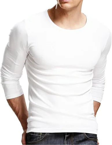 Vista 15 de XUDIAN. Camiseta de manga larga para hombre, cuello redondo