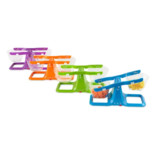 Vista 9 de hand2mind Balanza de cubo ajustable azul, báscula de balanza de cubo doble transparente para líquidos y sólidos, báscula para niños fácil de montar