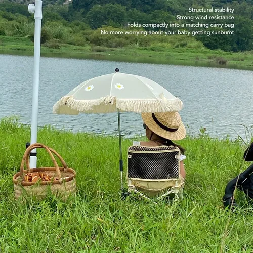 Vista 3 de Sombrilla para bebé al aire libre, sombrilla con abrazadera ajustable, sombrilla para niños pequeños para silla de ruedas, silla de playa
