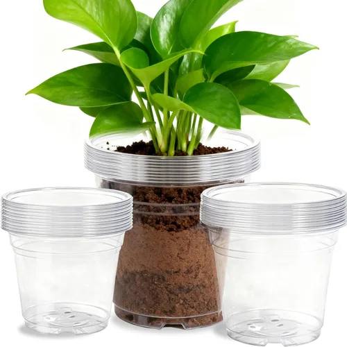 Vista 8 de 50 piezas de macetas de 2 galones para vivero, macetas de plástico suave y engrosadas con agujeros, contenedor de plántulas de flores de jardín