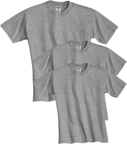Vista 64 de Jerzees Camiseta pesada con cuello redondo y bolsillo en el pecho para hombre