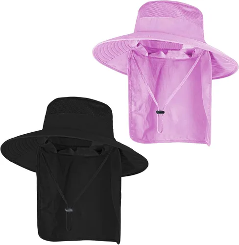Vista 30 de ZOORON Sombreros de sol para hombres y mujeres con solapa para el cuello Gris oscuro