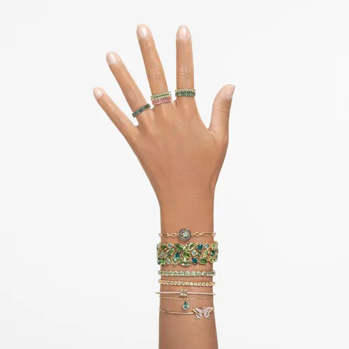 Vista 7 de Swarovski Chroma Twist Cocktail Ring, Versatile Multi Color Crystals, Playful Rotating Construction, Gold Tone Finish