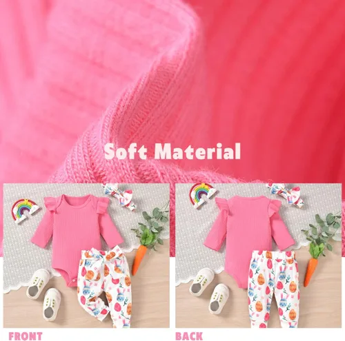 Vista 80 de Aalizzwell Conjunto de mameluco acanalado para bebé recién nacido prematuro para otoño e invierno