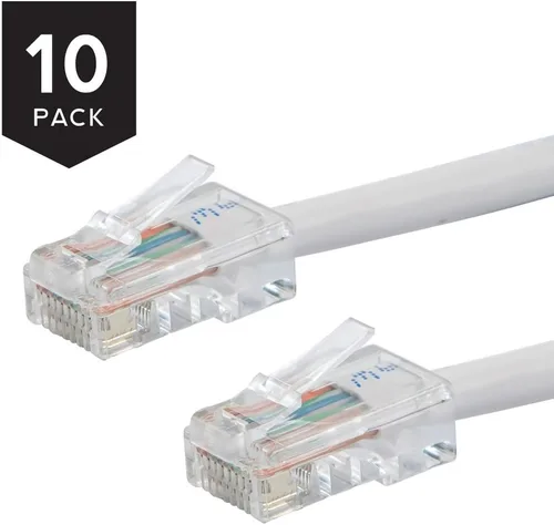 Vista 2 de Buhbo Cable de red Ethernet Cat5E UTP de 0.5 pies (6 pulgadas) sin arranque (paquete de 10), color blanco