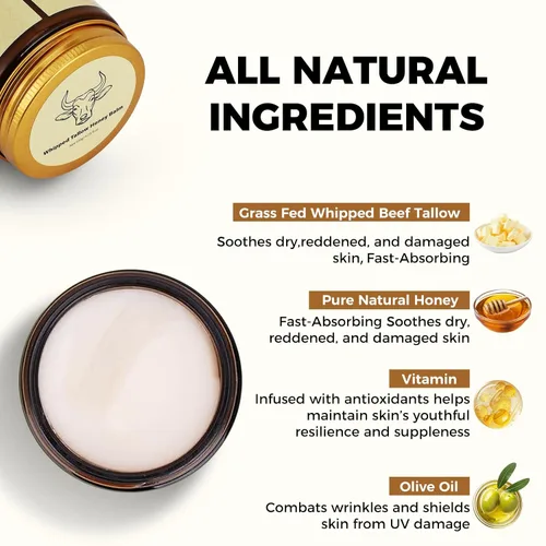 Vista 2 de Lopeie Bálsamo de ternera batida con miel, crema hidratante natural para cara y cuerpo, bálsamo hidratante para piel seca, cuidado de la piel