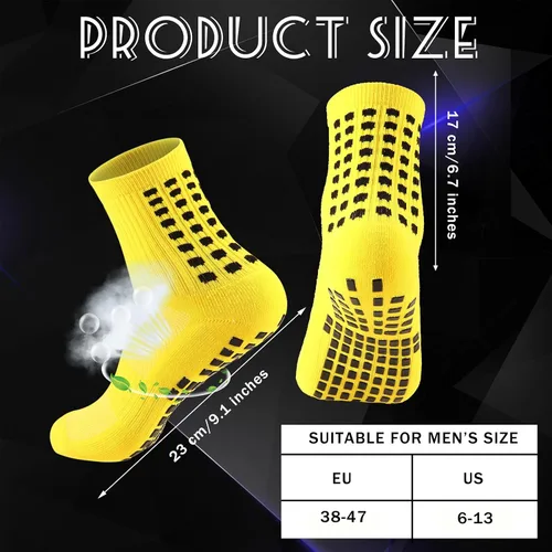 Vista 2 de Elfcool Calcetines de fútbol con agarre, 6 pares de almohadillas antideslizantes de agarre atlético calcetines de fútbol para hombres y mujeres