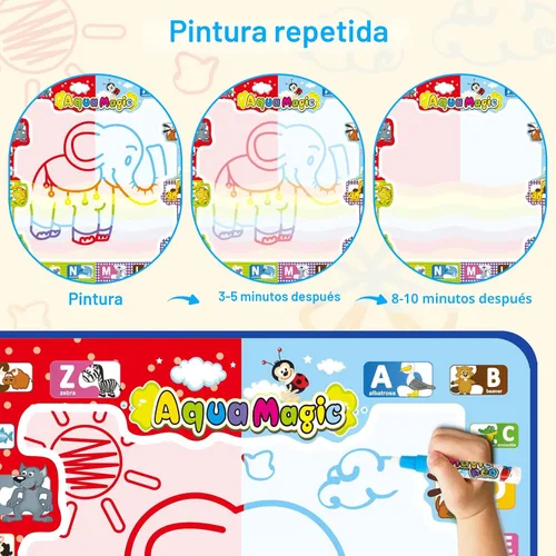 Vista 2 de Jasonwell Tapete para dibujar agua acuática de 31 x 31 pulgadas, tapete grande de dibujo mágico para colorear, juguetes educativos, regalos