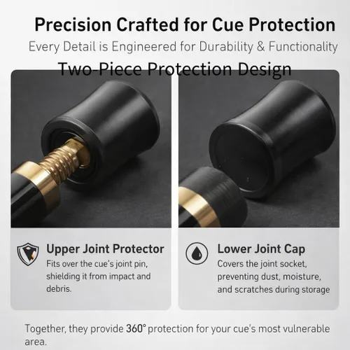 Vista 2 de Protector de juntas de billar, premium POM negro, protectores para juntas de billar para accesorio de punta de billar (junta rápida)