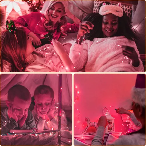 Vista 7 de Bexdir - Paquete de 12 luces de hadas a pilas, 20 luces LED de 2,1 metros, con alambre plateado impermeable, luces de Navidad para exteriores