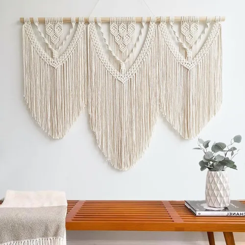 Vista 5 de Achart Colgante de Macramé para Pared Grande- Decoración de Pared Boho- Arte de Pared Grande- Decoración de Pared para Sala de Estar- Tapiz