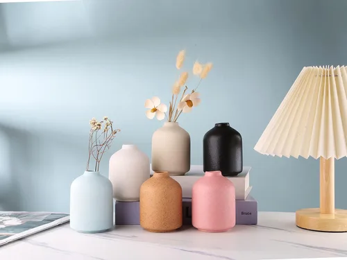 Vista 6 de Jarrón de cerámica – Jarrón pequeño, moderno jarrón de cerámica minimalista, florero de flores secas, decoración del hogar, arreglo floral