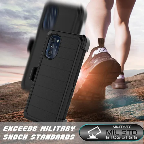Vista 6 de Njjex Funda resistente para Moto G 5G 2022, para Motorola G 5G 2022 con funda de clip para cinturón, protector de pantalla integrado resistente a