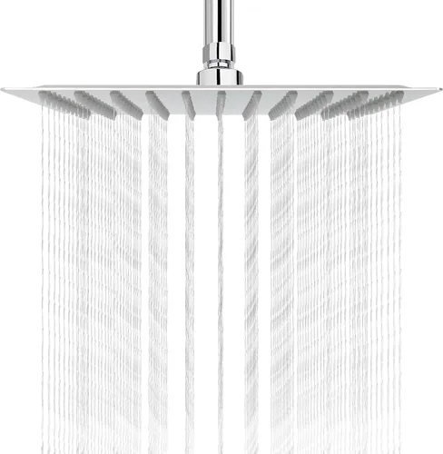 Vista 12 de Nearmoon - Cabezal de ducha de lluvia, diseño cuadrado de acero inoxidable de alto flujo, alta presión, experiencia de ducha impresionante incluso