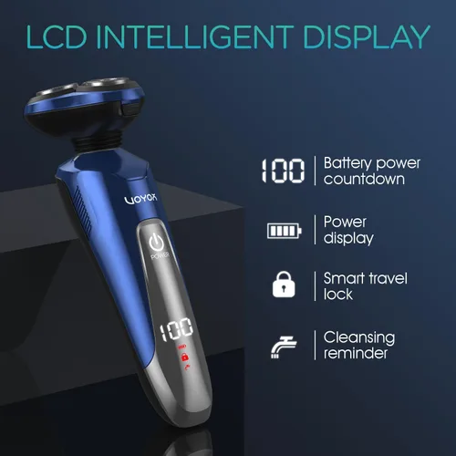 Vista 5 de VOYOR Maquinilla de afeitar eléctrica para hombres, afeitadoras inalámbricas para afeitarse con patillas faciales, nariz, oído, pelo, recargable