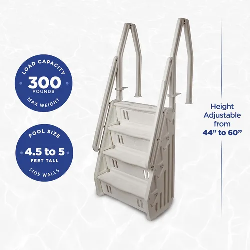 Vista 3 de Vinyl Works IN Deluxe - Escalera de piscina ajustable sobre el suelo, de 32 pulgadas, color gris pardo