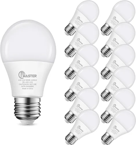 Vista 23 de Bombilla LED A19, bombilla LED equivalente a 75 W, 11 W 2700 K luz blanca cálida, 1100 lúmenes, bombillas no regulables, CRI 85+, sin parpadeo