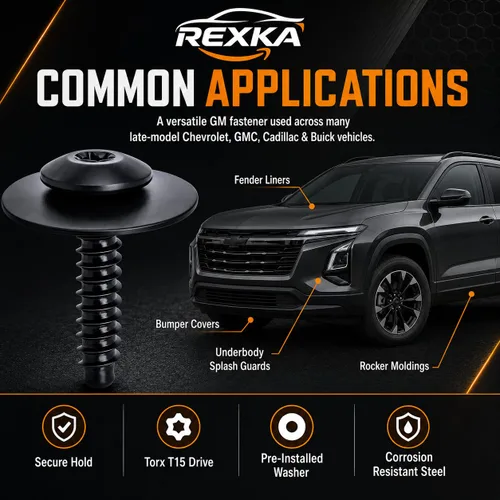 Vista 4 de Rexka Tornillo del protector de guardabarros contra salpicaduras 11548270 compatible con GM Chevrolet Camaro Colorado Cruze Equinox Impala Malibu