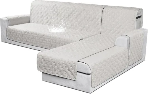 Vista 26 de VANSOFY Fundas para Sofá Seccional 100% Impermeables Funda Deslizable para Sofá en Forma de L 3 Piezas Reversible Funda para Chaise Lounge para Sofá
