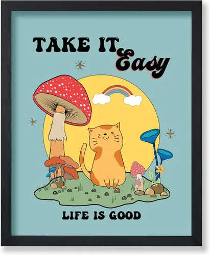 Vista 50 de Poster Master All That Is Meant To Be Poster - Retro Frog on Mushroom Print - Meditation Art - Motivational Design - Preppy Print - Trendy Decor
