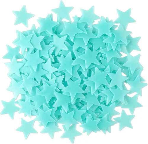Vista 7 de AM AMAONM - Calcomanías de estrellas azules fluorescentes que brillan en la oscuridad, plástico noctilucente, para decorar paredes y techos
