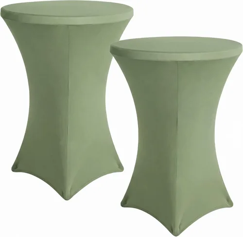 Vista 16 de Fundas para mesa de cóctel, paquete de 2 manteles redondos de 32 x 43 pulgadas, color beige