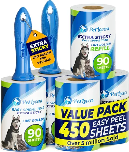 Vista 10 de PetLovers Juego de Rodillos de Pelusa Extra Adhesivos de Gran Valor para la Eliminación de Pelo de Mascotas, Removedor de Pelusa para Perros y Gatos