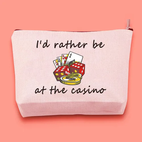 Vista 3 de JXGZSO Jugador Regalo I'd Rather Be At The Casino Bolsa de Maquillaje Bolsa de Dados de la Suerte Bolsa Casino Amante Regalo, Casino