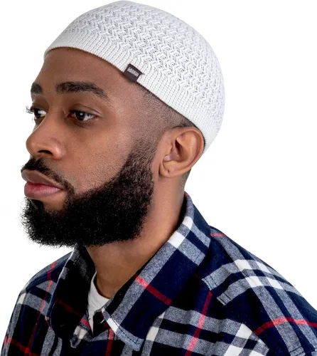 Vista 2 de Candid Signature Apparel Gorras de calavera para hombres y mujeres con punto en zigzag Gorro de algodón 100% transpirable Kufi Skully Caps