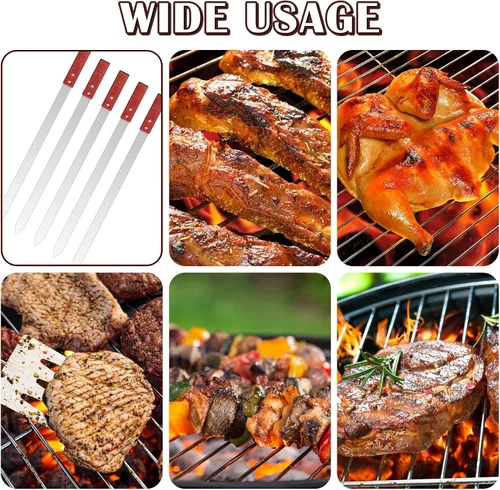 Vista 6 de Zhehao 16 brochetas resistentes de 1 pulgada de ancho, 0.079 in de ancho, pinchos finos de metal de acero inoxidable para asar a la parrilla