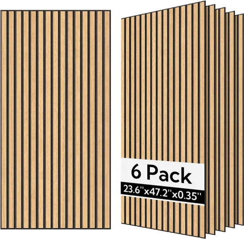Vista 11 de Olanglab Paneles de pared acústicos de chapa de madera, paquete de 6, paneles de pared absorbentes de sonido de 23.6 x 47.2 pulgadas para decoración
