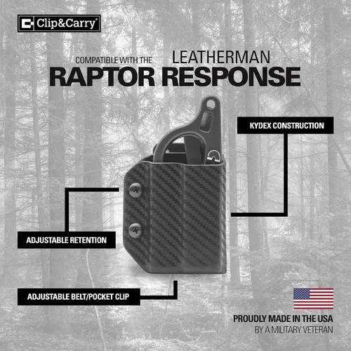 Vista 3 de Clip & Carry Kydex - Funda multiherramienta para tijeras de trauma de respuesta Raptor de cuero - Fabricado en Estados Unidos