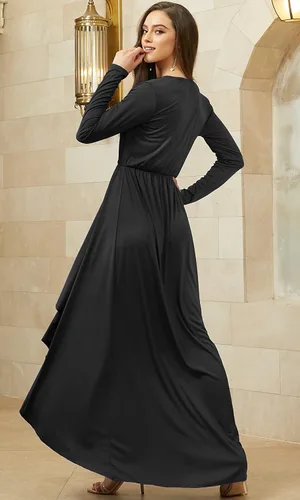 Vista 5 de KOH KOH Vestido de cóctel formal de otoño e invierno con abertura para mujer