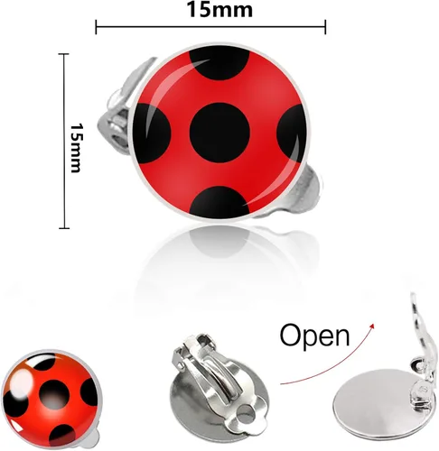 Vista 2 de Pendientes para niñas con puntos negros y plata roja para niña, Plata Metal Plata, Mater