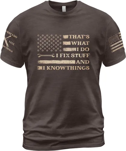 Vista 14 de Camiseta I Fix Stuff para hombre, camiseta Know Things 11 Negro