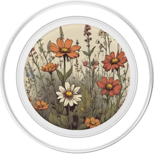 Vista 2 de Bonito diseño botánico de flores silvestres con patrón vintage PopSockets MagSafe PopGrip para iPhone