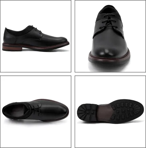 Vista 5 de EliteLand Zapatos de vestir para hombre, zapatos Oxford para hombre, zapatos de cuero elegantes con cordones, zapatos Derby formales casuales