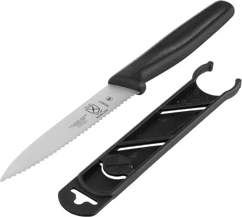 Vista 2 de Mercer Culinary Cuchillo de barra ondulada de punta puntiaguda, borde 4, negro
