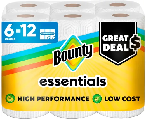 Vista 8 de Bounty 75720 Essentials Select-A-Size - Toallas de papel, 2 capas, 78 hojas/rollo, 12 rollos/cartón, 12 unidades (paquete de 1)