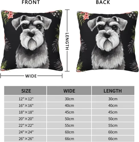 Vista 2 de Schnauzer Print Decorative Throw Pillows Covers Soft Square Pillow Case Plush Cushion Cover for Sofa Bedroom 26"x26