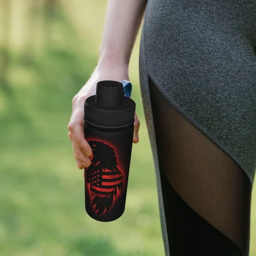 Vista 7 de Black Eagle - Hervidor de agua aislado de acero inoxidable Impresión divertida botella de agua aislada Ideal para deportes y viajes