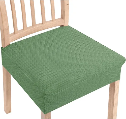 Vista 31 de Smiry Juego de 2 fundas de asiento elásticas de jacquard para sillas de comedor, extraíbles y lavables, sin fundas traseras, color azul aireado